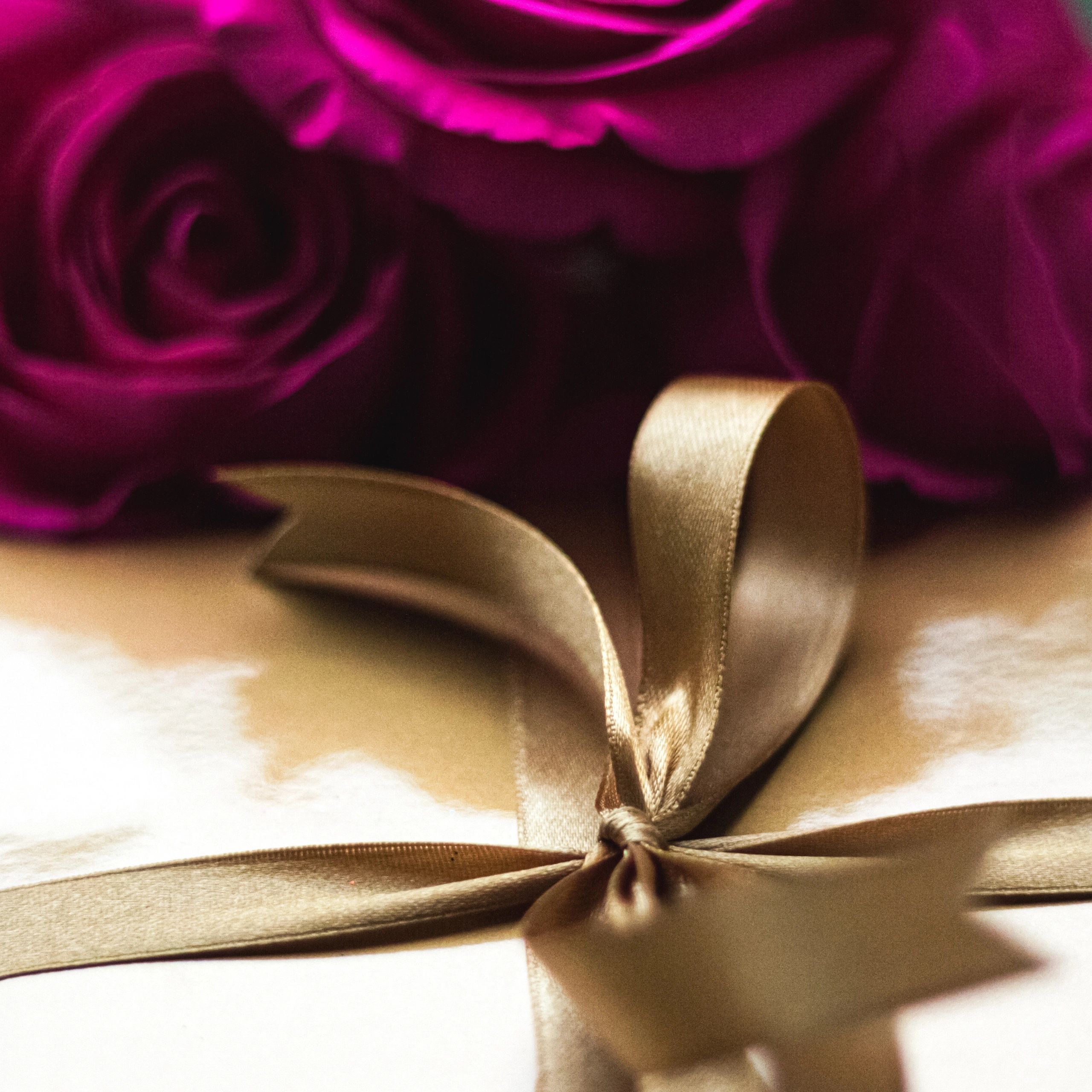 Seasonal pastel floral arrangement in a gift box